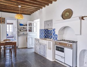 Large Rustic Kitchen at The Lindos French House