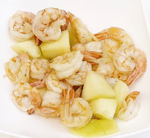 Prawns with melon