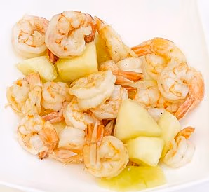Prawns with melon