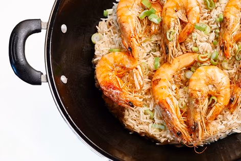 Prawns with ginger rice